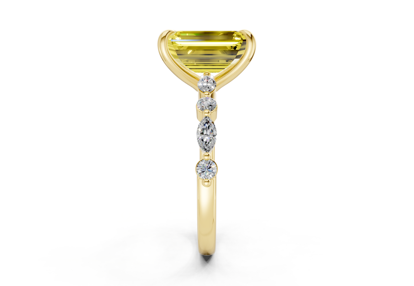 Aetheria Yellow Diamond Accent Emerald Cut 2mm Engagement Ring