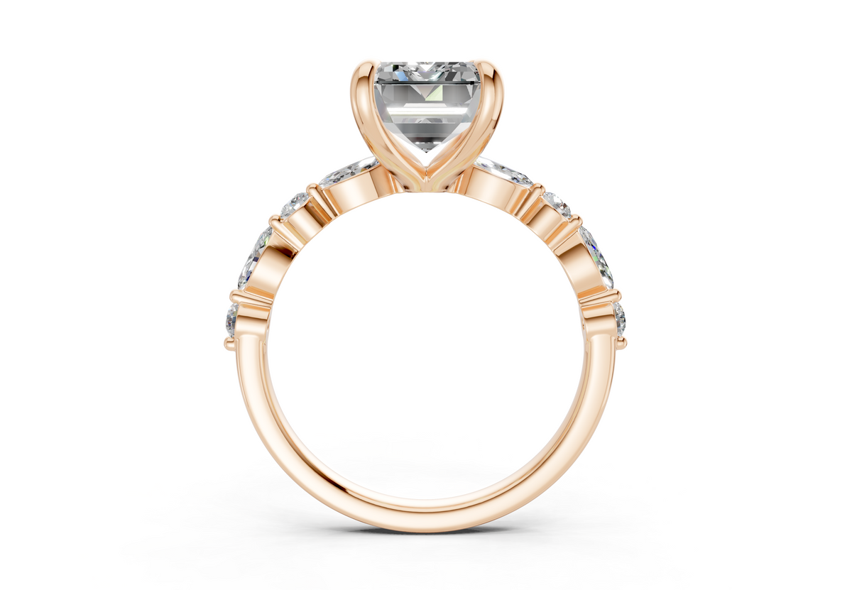 Aetheria Diamond Accent Emerald Cut 2mm Engagement Ring
