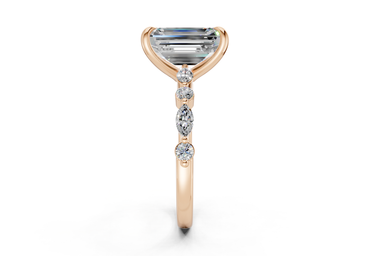 Aetheria Diamond Accent Emerald Cut 2mm Engagement Ring