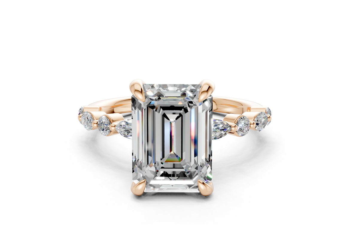 Aetheria Diamond Accent Emerald Cut 2mm Engagement Ring