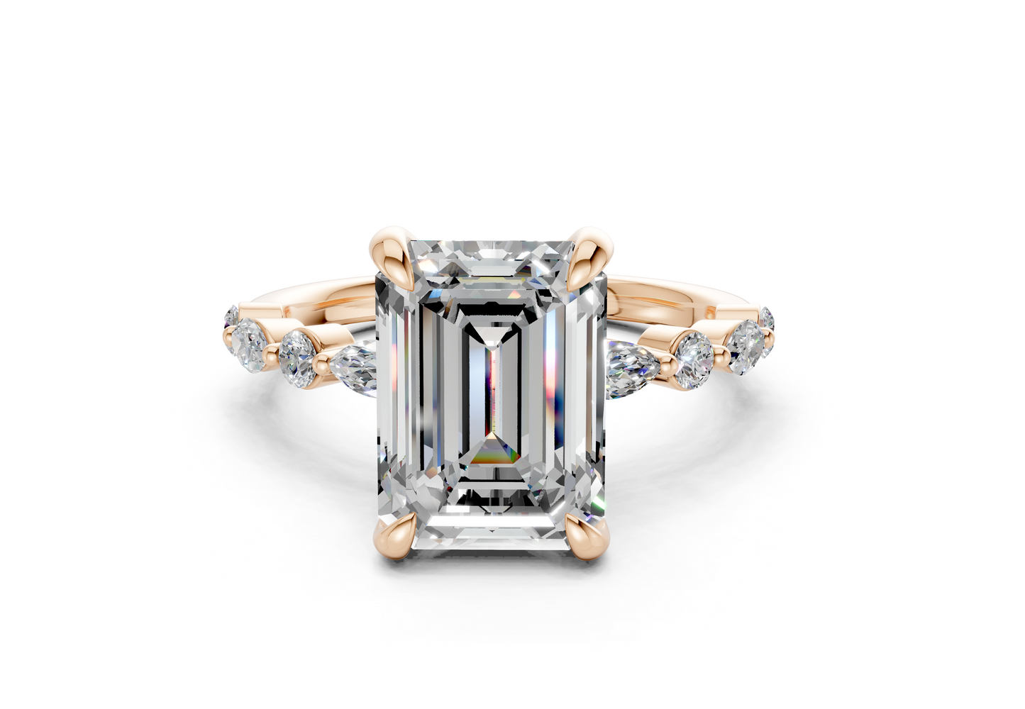 Aetheria Diamond Accent Emerald Cut 2mm Engagement Ring
