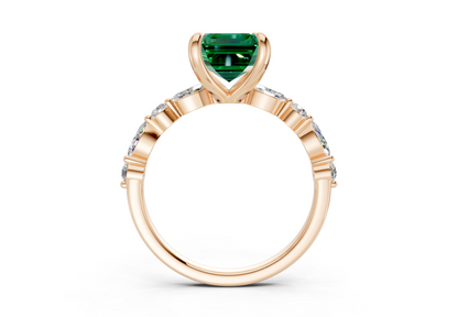 Aetheria Emerald Gemstone Accent Emerald Cut 2mm Engagement Ring