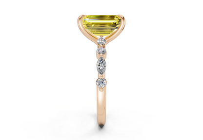 Aetheria Yellow Diamond Accent Emerald Cut 2mm Engagement Ring