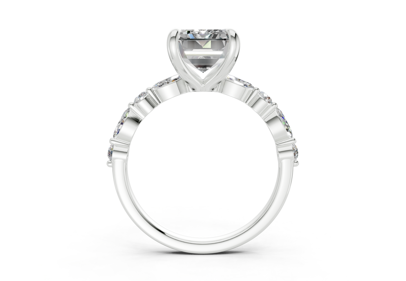 Aetheria Diamond Accent Emerald Cut 2mm Engagement Ring