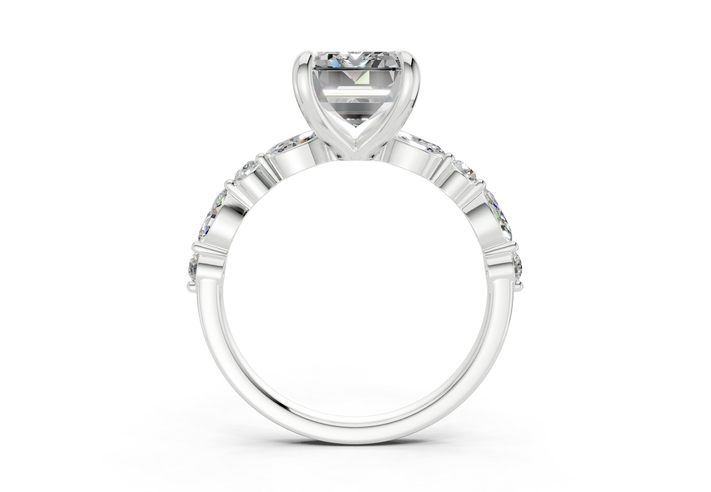 Aetheria Diamond Accent Emerald Cut 2mm Engagement Ring