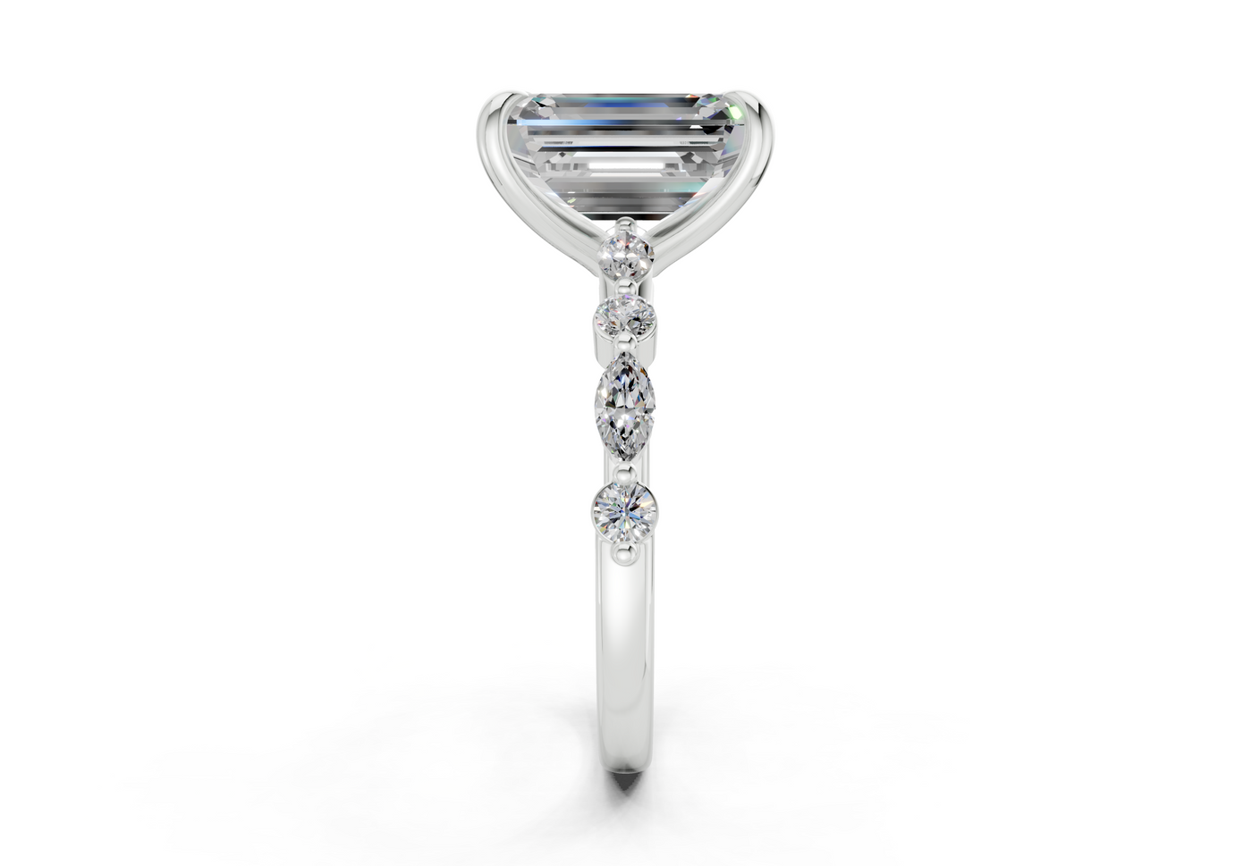 Aetheria Diamond Accent Emerald Cut 2mm Engagement Ring