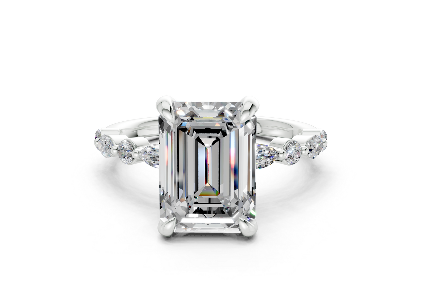 Aetheria Diamond Accent Emerald Cut 2mm Engagement Ring