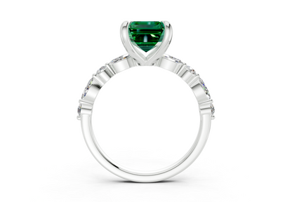 Aetheria Emerald Gemstone Accent Emerald Cut 2mm Engagement Ring