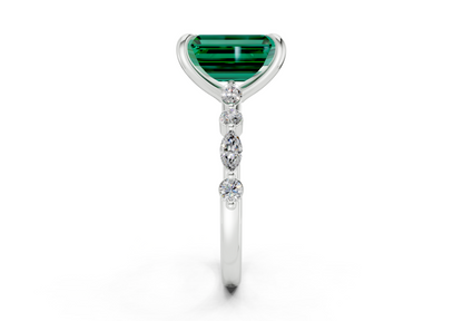 Aetheria Emerald Gemstone Accent Emerald Cut 2mm Engagement Ring