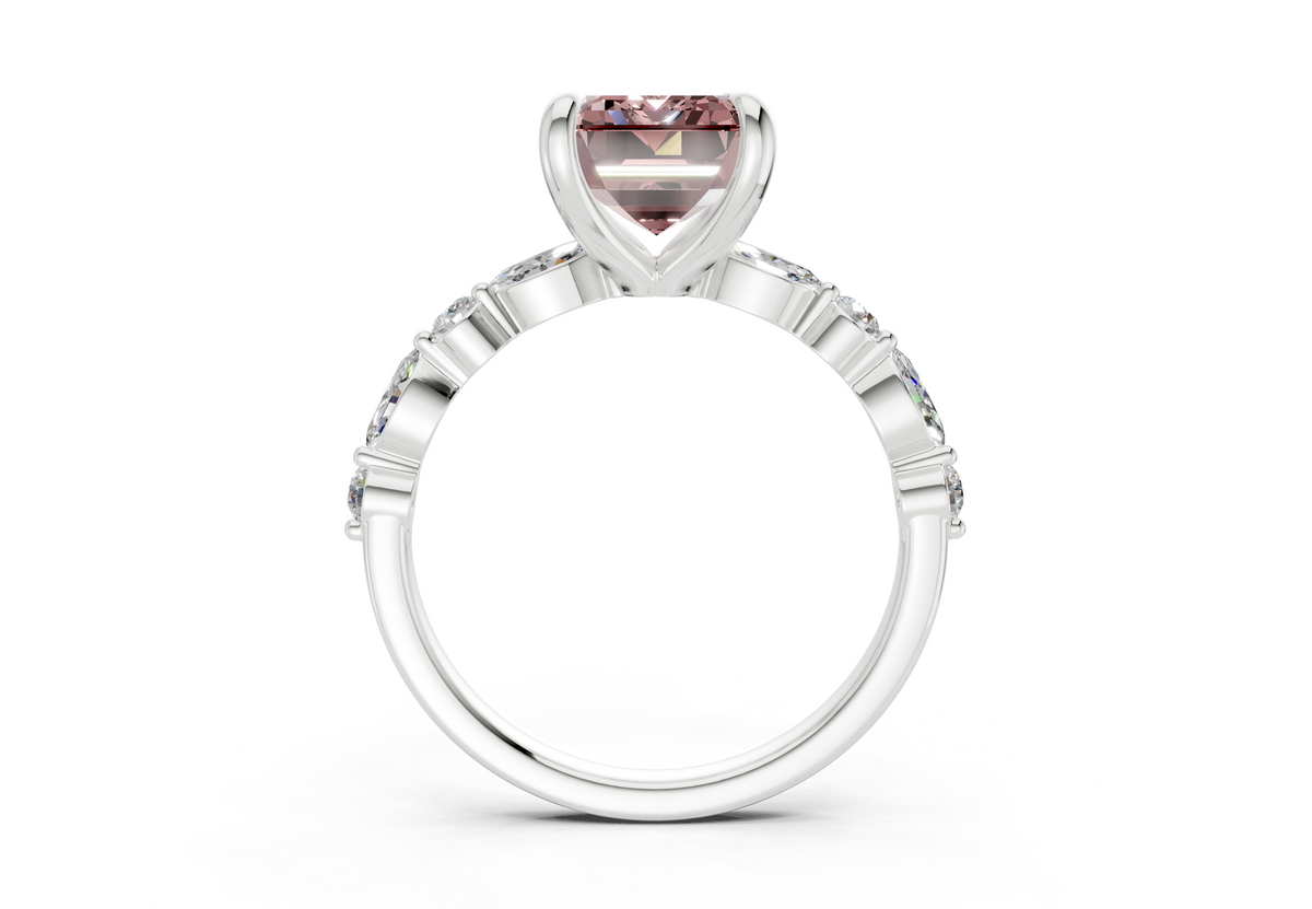 Aetheria Pink Diamond Accent Emerald Cut 2mm Engagement Ring