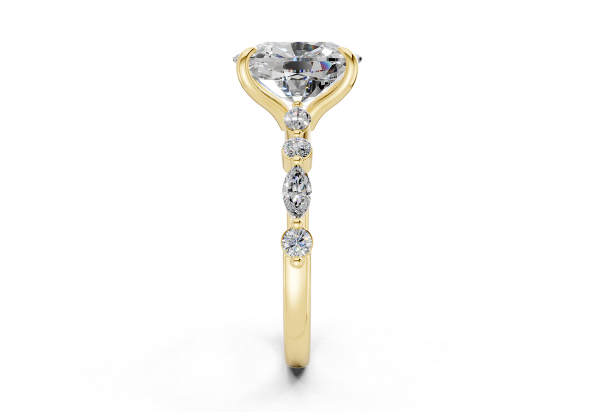 Aetheria Diamond Accent Elongated Cushion Cut 2mm Engagement Ring
