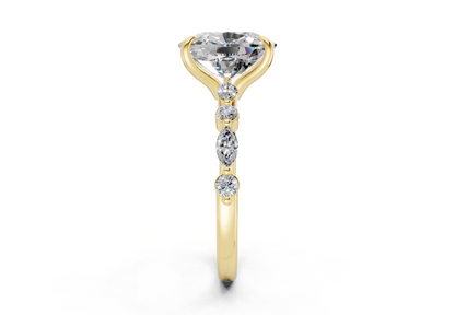 Aetheria Diamond Accent Elongated Cushion Cut 2mm Engagement Ring