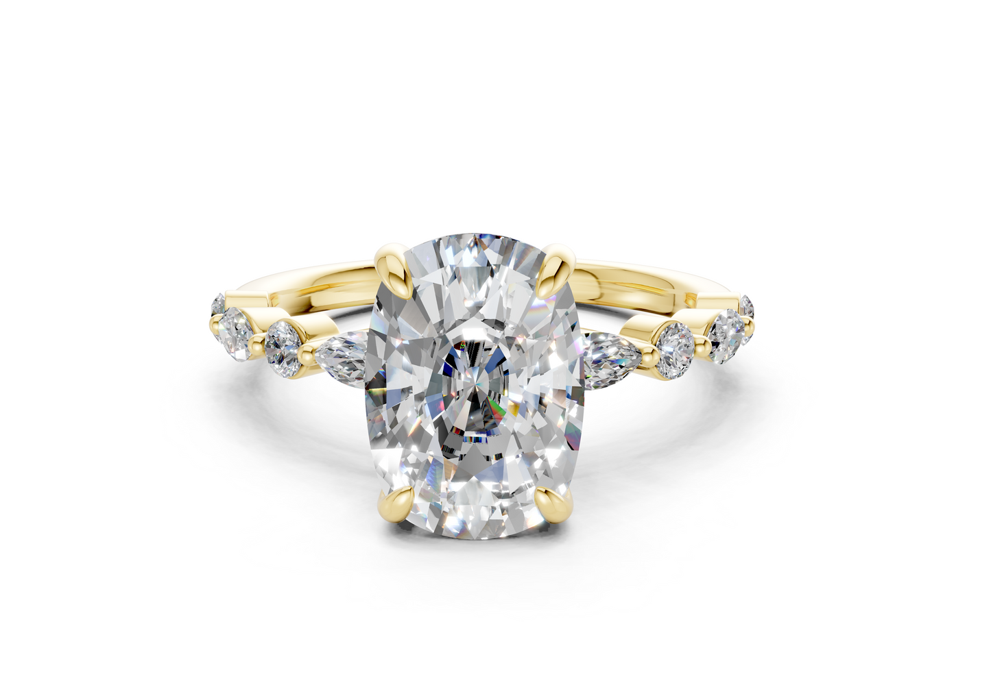 Aetheria Diamond Accent Elongated Cushion Cut 2mm Engagement Ring