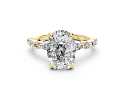 Aetheria Diamond Accent Elongated Cushion Cut 2mm Engagement Ring