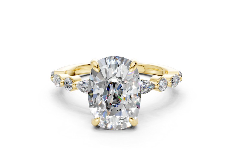 Aetheria Diamond Accent Elongated Cushion Cut 2mm Engagement Ring