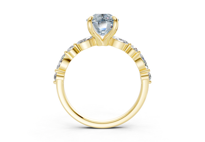 Aetheria Blue Diamond Accent Elongated Cushion Cut 2mm Engagement Ring