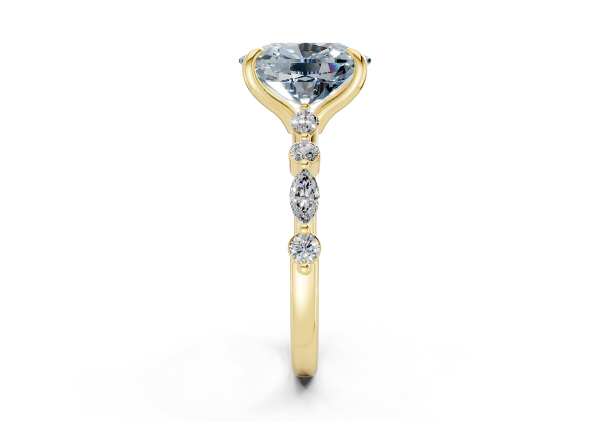 Aetheria Blue Diamond Accent Elongated Cushion Cut 2mm Engagement Ring