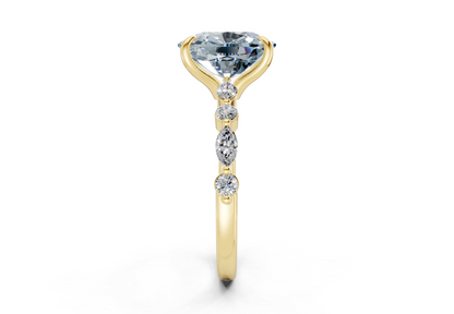 Aetheria Blue Diamond Accent Elongated Cushion Cut 2mm Engagement Ring