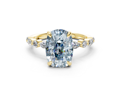Aetheria Blue Diamond Accent Elongated Cushion Cut 2mm Engagement Ring