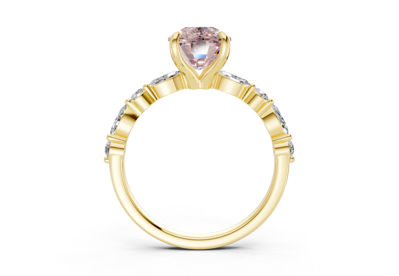 Aetheria Pink Diamond Accent Elongated Cushion Cut 2mm Engagement Ring