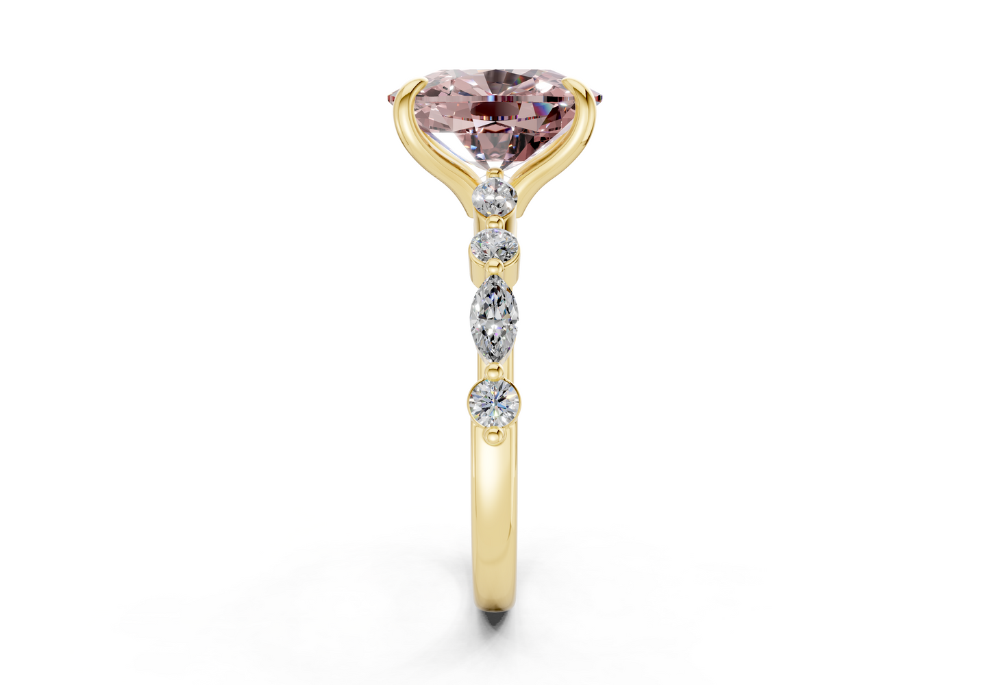 Aetheria Pink Diamond Accent Elongated Cushion Cut 2mm Engagement Ring