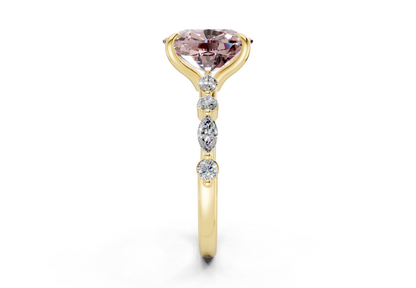 Aetheria Pink Diamond Accent Elongated Cushion Cut 2mm Engagement Ring
