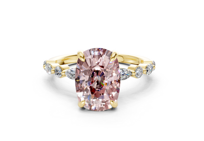 Aetheria Pink Diamond Accent Elongated Cushion Cut 2mm Engagement Ring