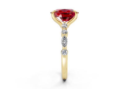 Aetheria Ruby Gemstone Accent Elongated Cushion Cut 2mm Engagement Ring