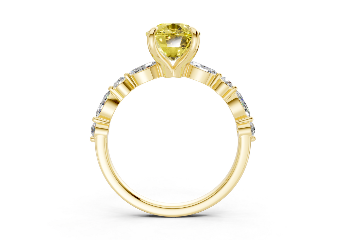 Aetheria Yellow Diamond Accent Elongated Cushion Cut 2mm Engagement Ring