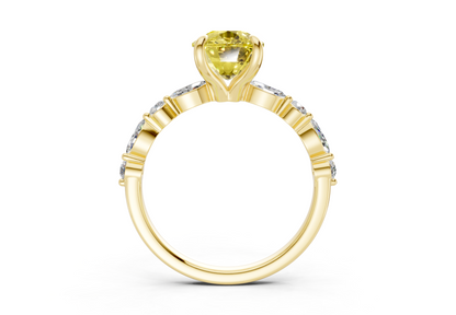 Aetheria Yellow Diamond Accent Elongated Cushion Cut 2mm Engagement Ring