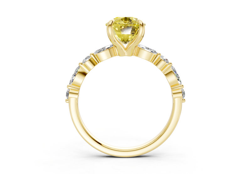 Aetheria Yellow Diamond Accent Elongated Cushion Cut 2mm Engagement Ring