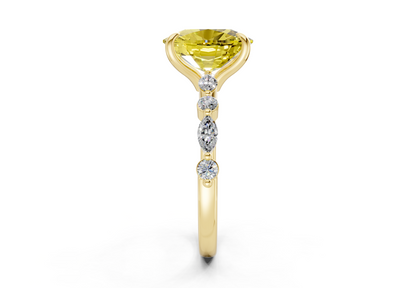 Aetheria Yellow Diamond Accent Elongated Cushion Cut 2mm Engagement Ring