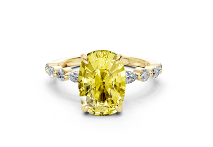 Aetheria Yellow Diamond Accent Elongated Cushion Cut 2mm Engagement Ring