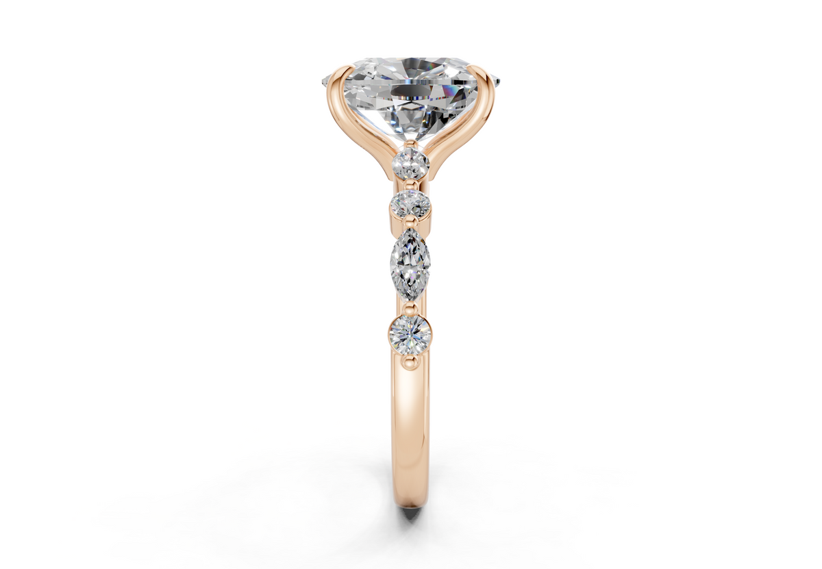 Aetheria Diamond Accent Elongated Cushion Cut 2mm Engagement Ring