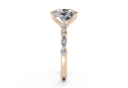 Aetheria Diamond Accent Elongated Cushion Cut 2mm Engagement Ring