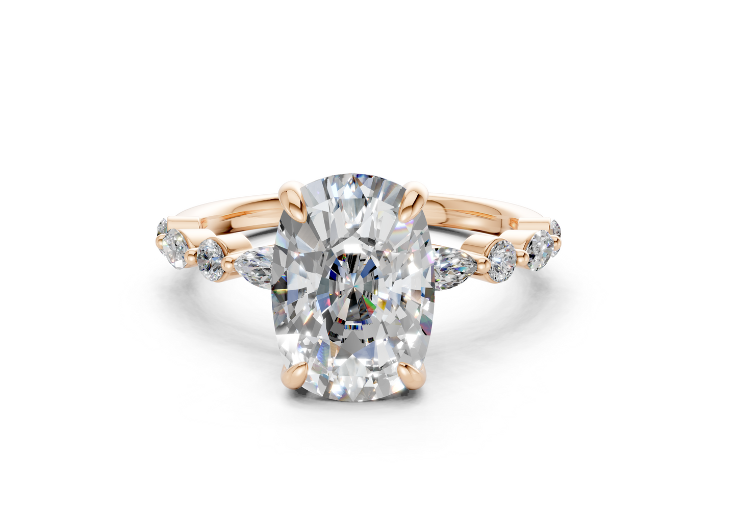 Aetheria Diamond Accent Elongated Cushion Cut 2mm Engagement Ring