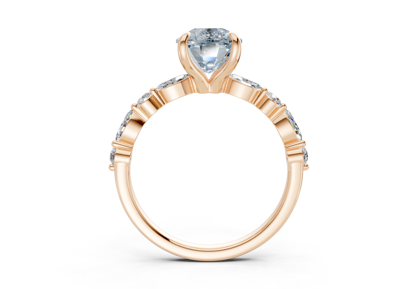 Aetheria Blue Diamond Accent Elongated Cushion Cut 2mm Engagement Ring