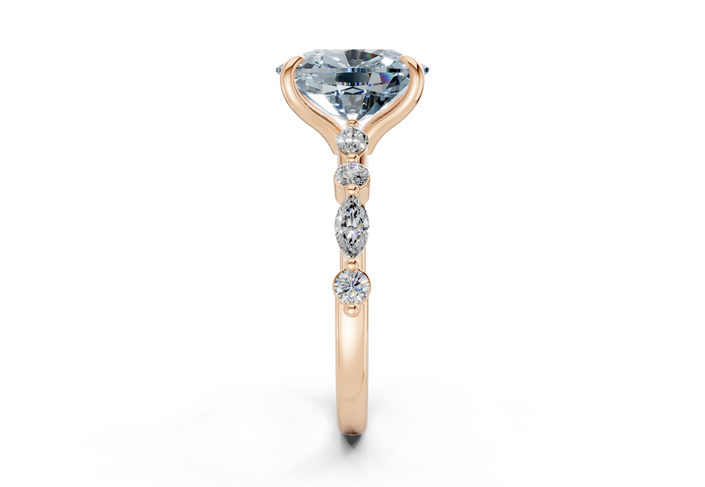 Aetheria Blue Diamond Accent Elongated Cushion Cut 2mm Engagement Ring