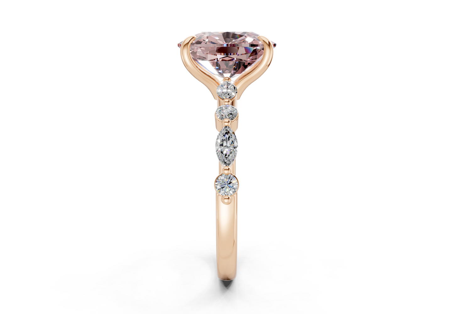 Aetheria Pink Diamond Accent Elongated Cushion Cut 2mm Engagement Ring