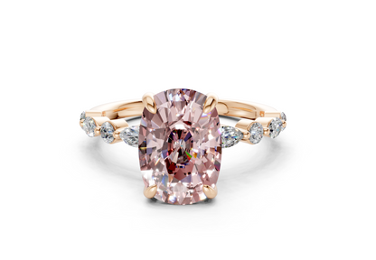 Aetheria Pink Diamond Accent Elongated Cushion Cut 2mm Engagement Ring