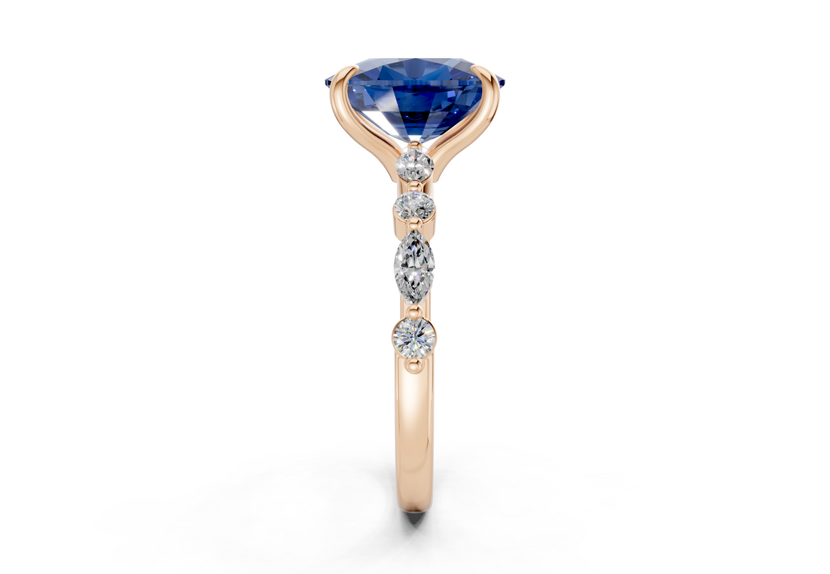Aetheria Sapphire Gemstone Accent Elongated Cushion Cut 2mm Engagement Ring