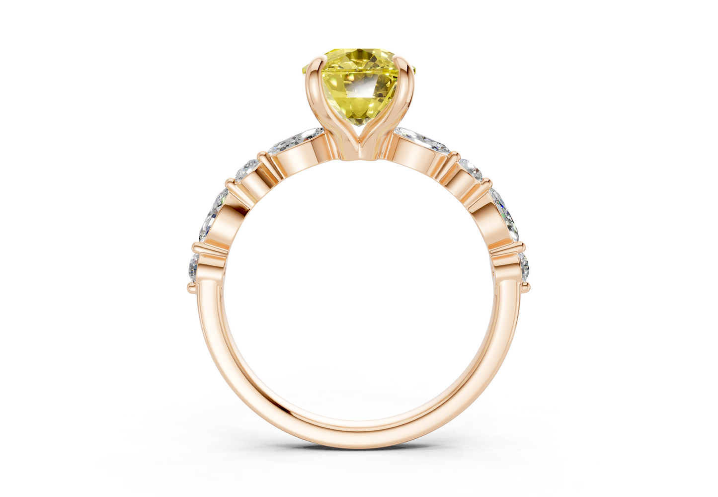 Aetheria Yellow Diamond Accent Elongated Cushion Cut 2mm Engagement Ring