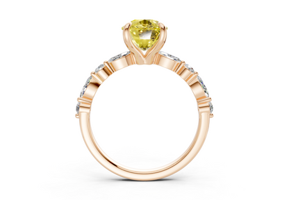 Aetheria Yellow Diamond Accent Elongated Cushion Cut 2mm Engagement Ring