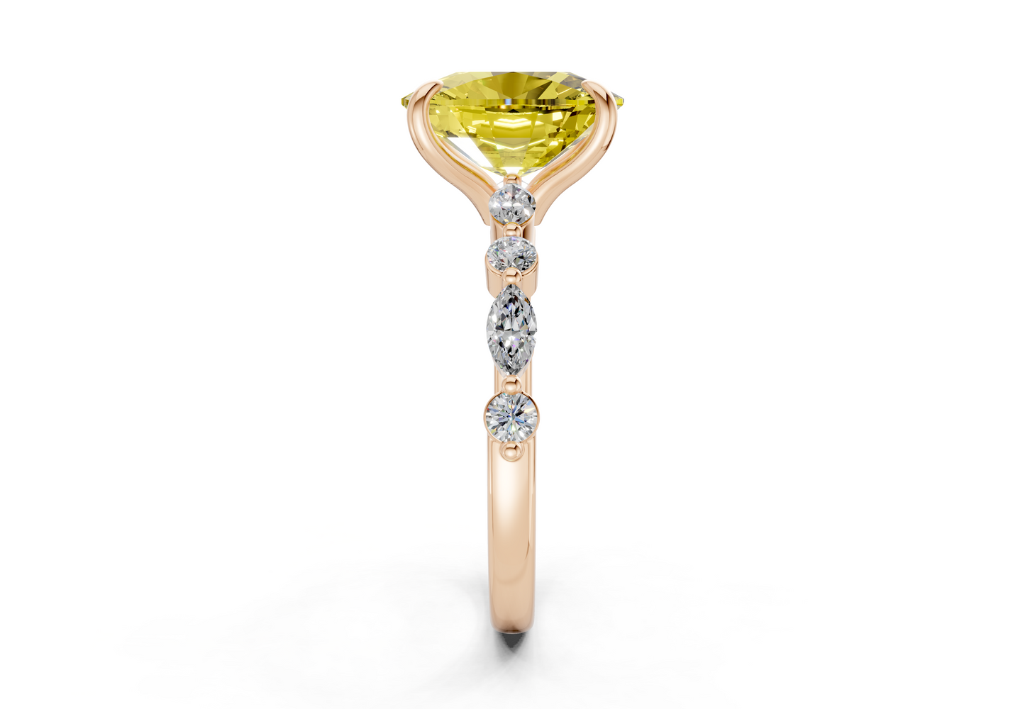 Aetheria Yellow Diamond Accent Elongated Cushion Cut 2mm Engagement Ring