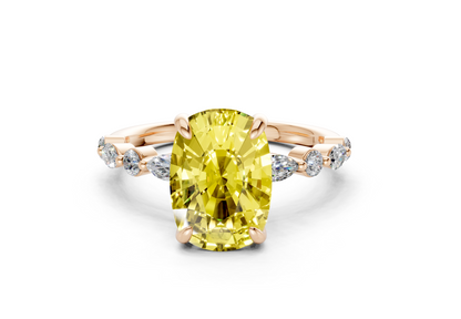 Aetheria Yellow Diamond Accent Elongated Cushion Cut 2mm Engagement Ring