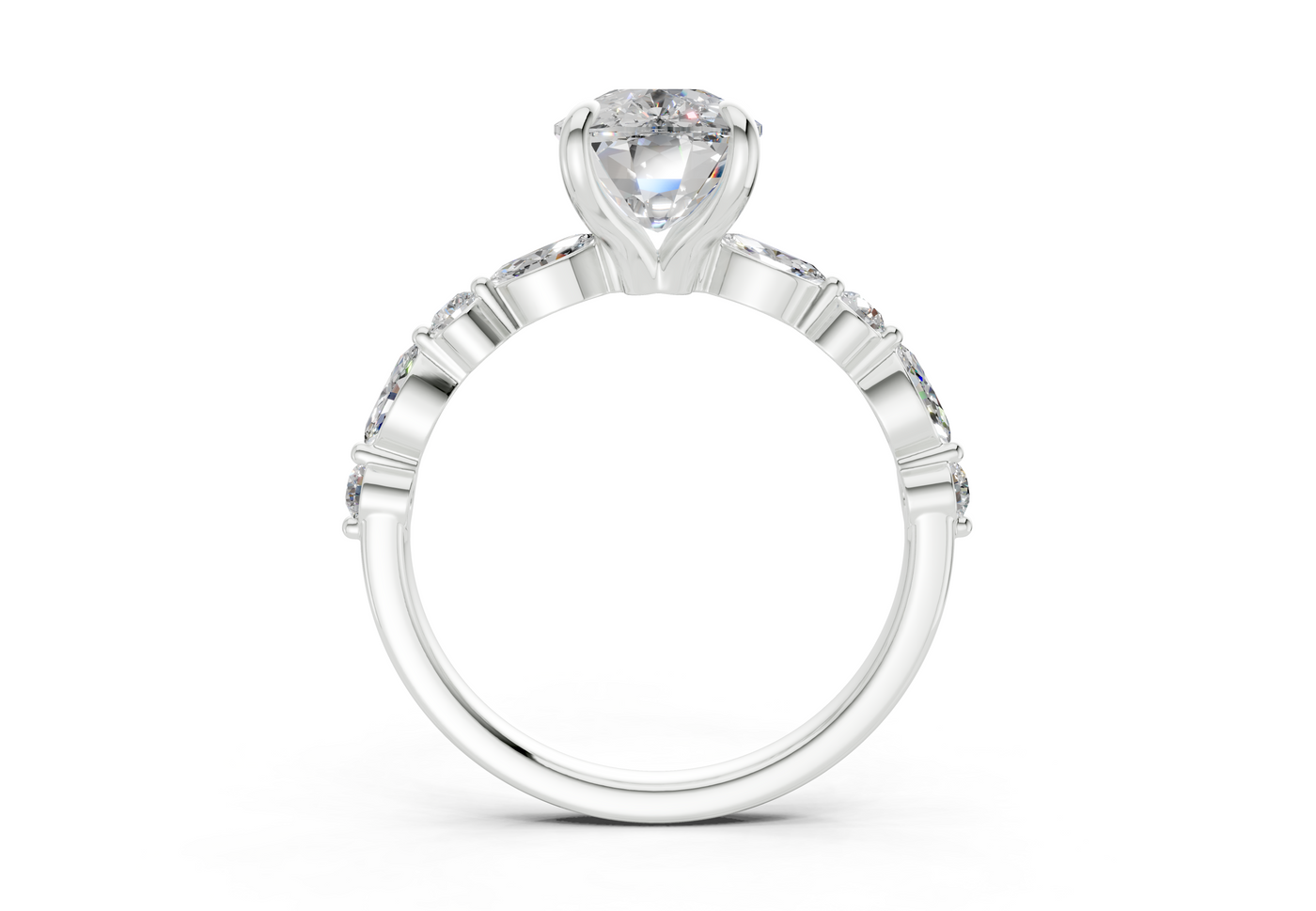 Aetheria Diamond Accent Elongated Cushion Cut 2mm Engagement Ring
