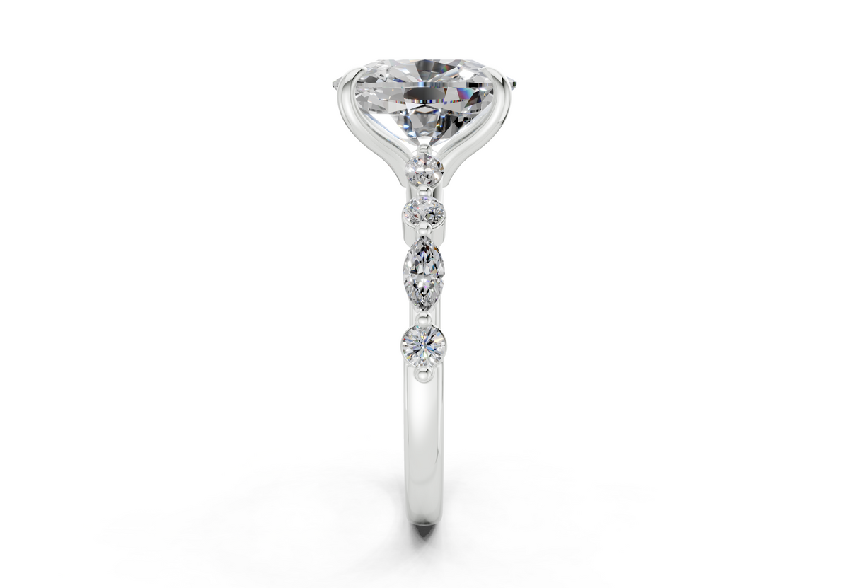 Aetheria Diamond Accent Elongated Cushion Cut 2mm Engagement Ring
