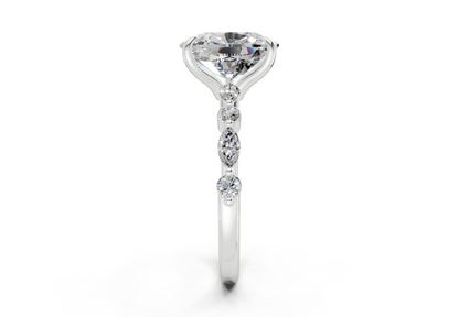 Aetheria Diamond Accent Elongated Cushion Cut 2mm Engagement Ring