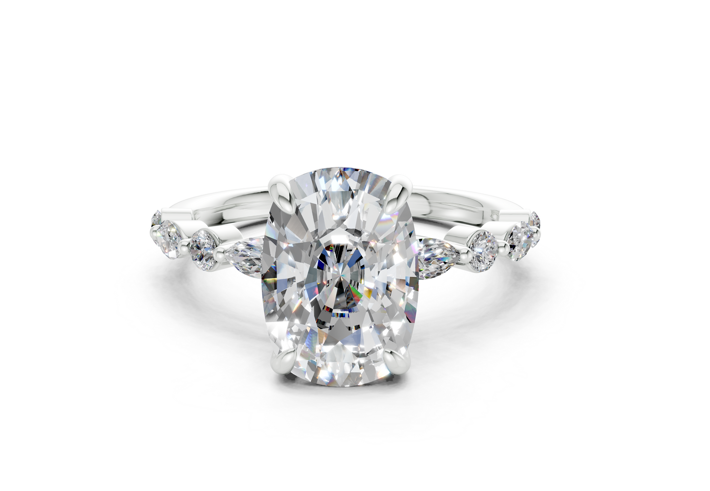 Aetheria Diamond Accent Elongated Cushion Cut 2mm Engagement Ring