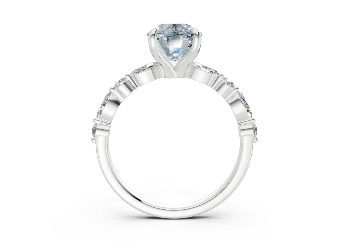 Aetheria Blue Diamond Accent Elongated Cushion Cut 2mm Engagement Ring
